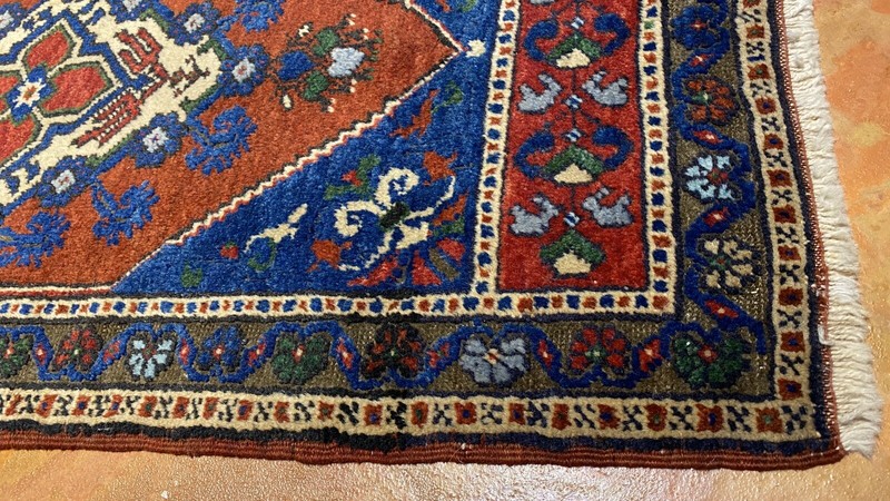 Rare Antique 1900-1930s Wool Pile Natural Dye Tribal Rug 1’11”x 3’11” gallery