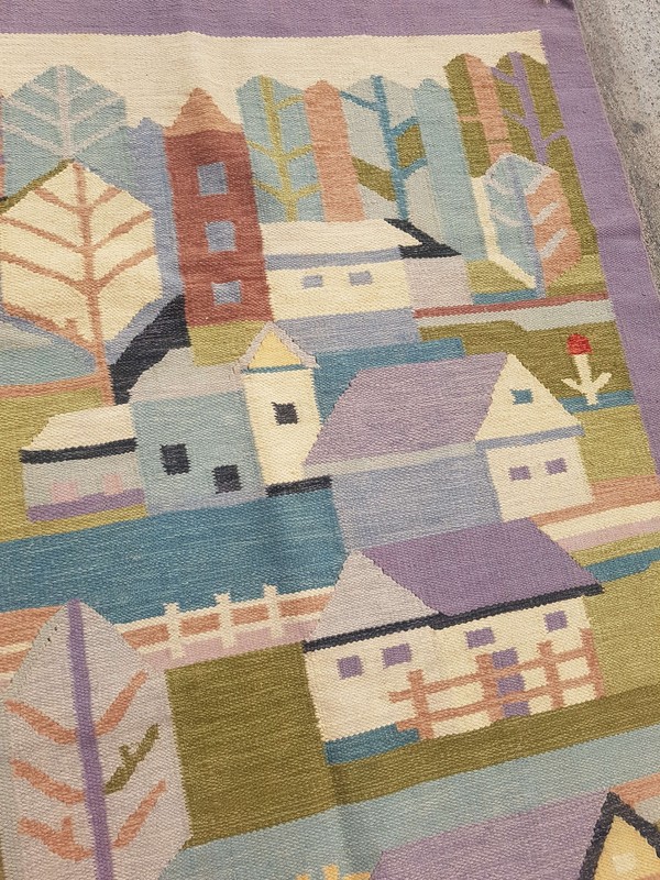 Vintage Handmade Traditional Geometric Purple Kilim Floor Rug Carpet 178x113cm gallery
