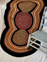 Vintage Antique Handmade Folk Art 3 Ring Braided Rug 38″ X 73″
