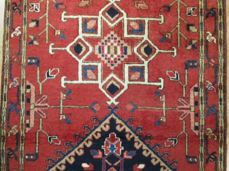 ESTATE 3x11 FEET RUNNER CIRCA 1960 Geometric Handmade-knotted Wool Rug H-175 gallery