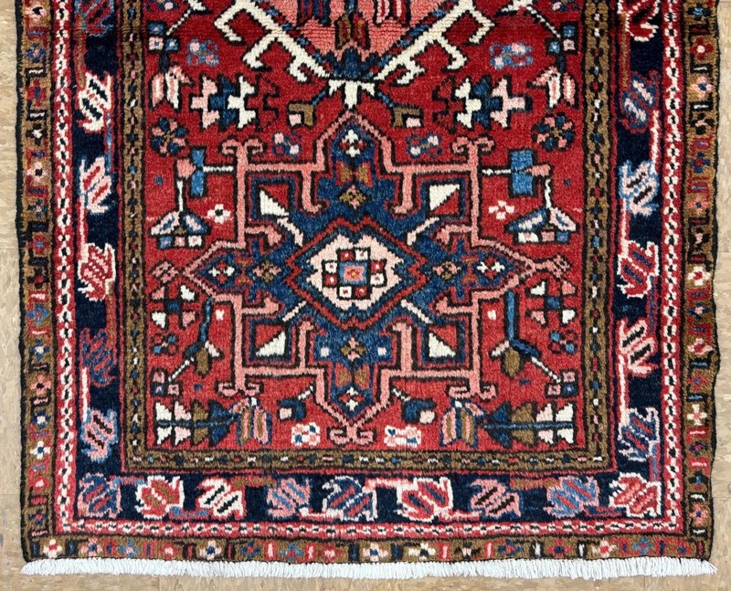 Vintage Karajeh Tribal Hand Knotted Wool Area Rug 3x5 Red Blue Geometric Boho gallery