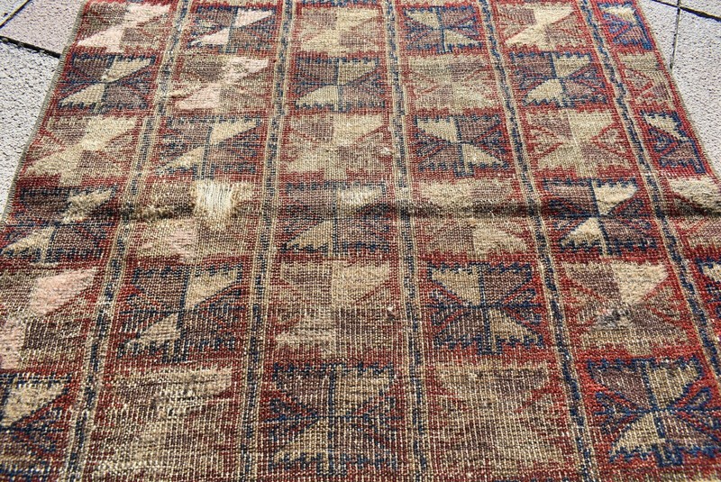 Fabulous Antique Camel Wool Tribal Collector's Piece Distressed Low Pile Rug gallery