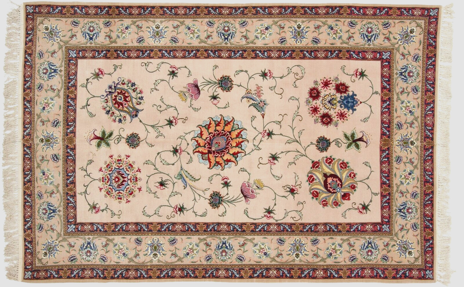 ES'FAHAN Silk on Wool Circa: 1970  Size: 4' 7" x 6' 10"  gallery