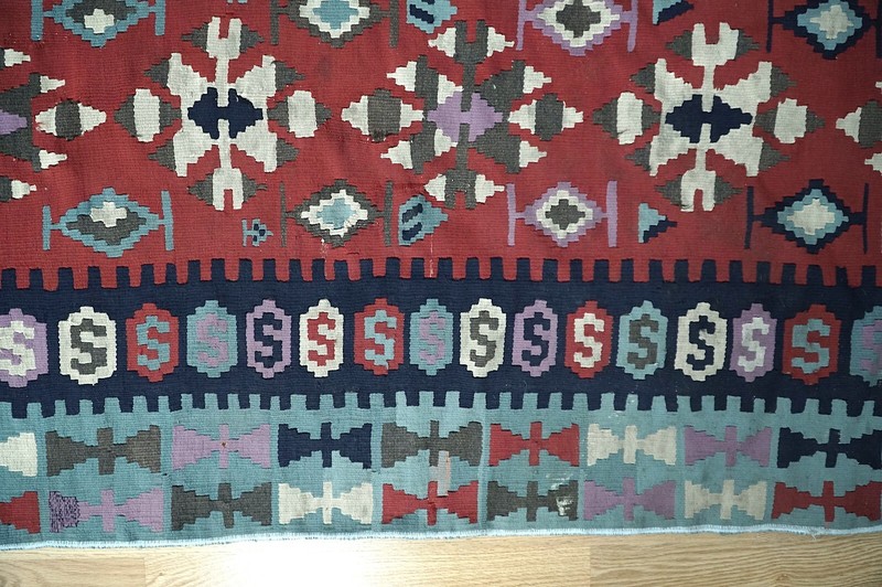 Oushak Kilim, Blue Vintage Kilim, 3x5 Turkish Kilim, 2.92x5.15 ft H-2639 gallery