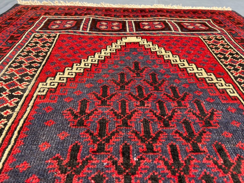 Afghan Baluchi Prayer Rug 3'1 x 5'2 ft – Hand-Knotted Tribal Wool Vintage Style gallery
