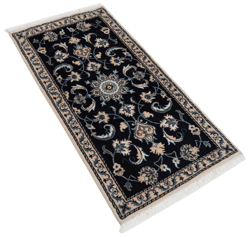 Nain 144x68 cm Hand Knotted Oriental Wool Carpet Runner Rug Blue gallery