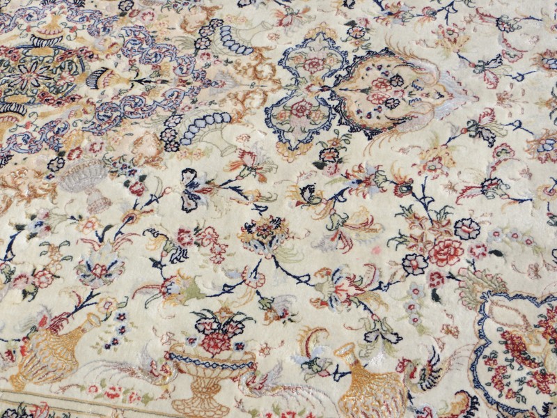 Beauty! Genuine Hand Made Tabrizz rug wool/silk 7" x 10" signed nice! gallery