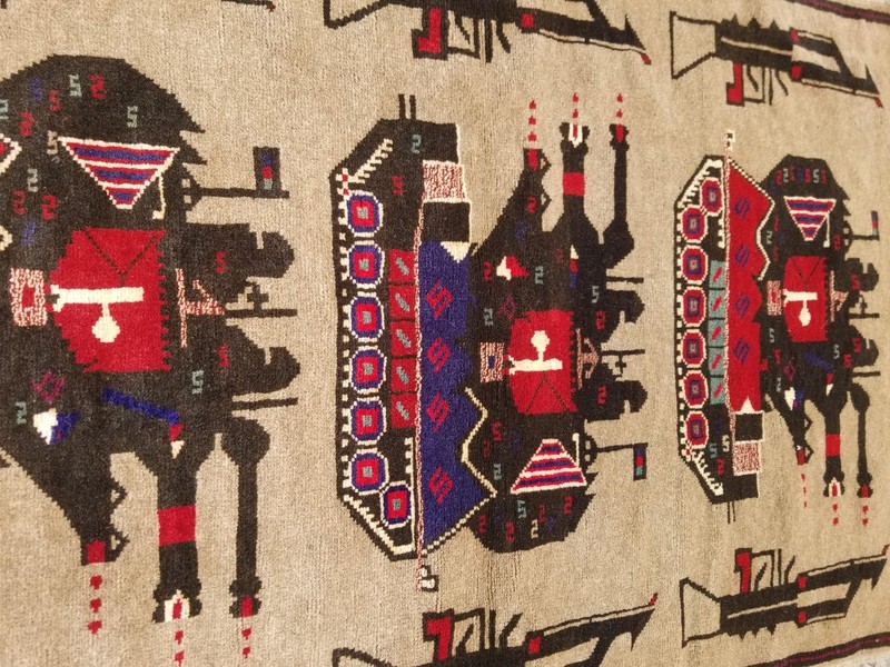 Vintage Traditional Handmade Afghan Rare War Wool Multicolor Kilim Rug 54x37 in gallery