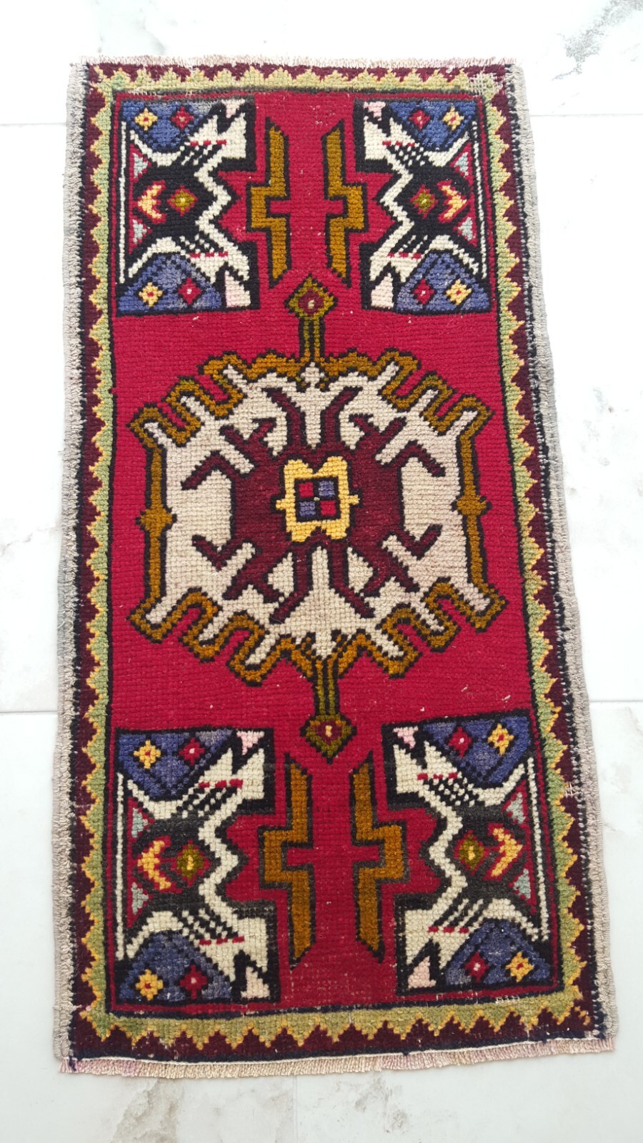 Antique Red Rug Bohemian Turkish Rug Designer Wool Rug Handmade Doormat Rug gallery