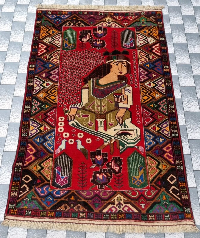 Afghan Han dmade Persian Style Rug Wall Hanging Musician Art Tribal Carpet gallery
