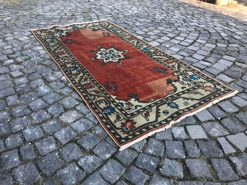 Turkish Vintage Rug Handmade Wool Rug Bohemian Runner Rug Home Rug gallery
