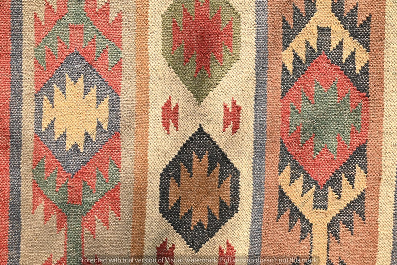 Handwoven Kilim Wool & Jute Area Rug - Flatweave Dhurrie Rug for Living Room Bed gallery