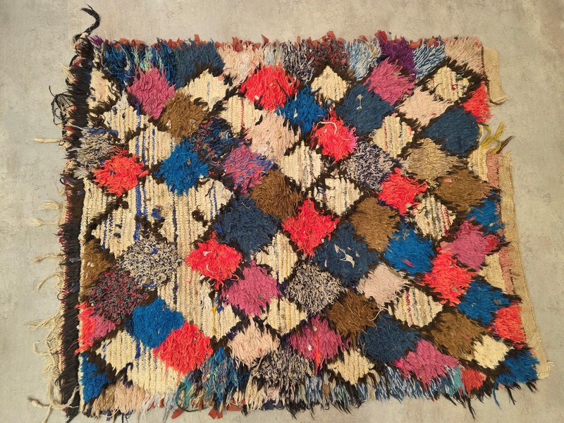 Moroccan Handmade Vintage Runner 3'5x4'4 Berber Soft Clay & Chocolate Brown Rug gallery
