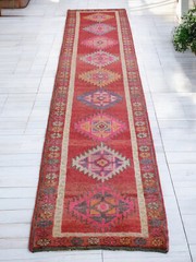 Turkish Runner Rug, HandMade Rug, Oushak Rug Ethnic Rug 3 x 12 ft Kitchen Runner
