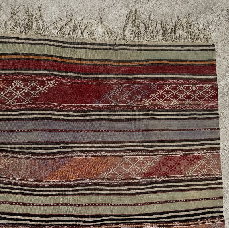 Anatolian Tribal Kilim Rug From Uşak Turkey - 240cm x 132cm gallery
