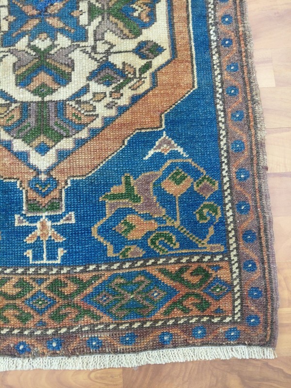 1900s Antique Prayer Rug Special Product Blue Rug Handmade Wool Rug Medium Rug gallery