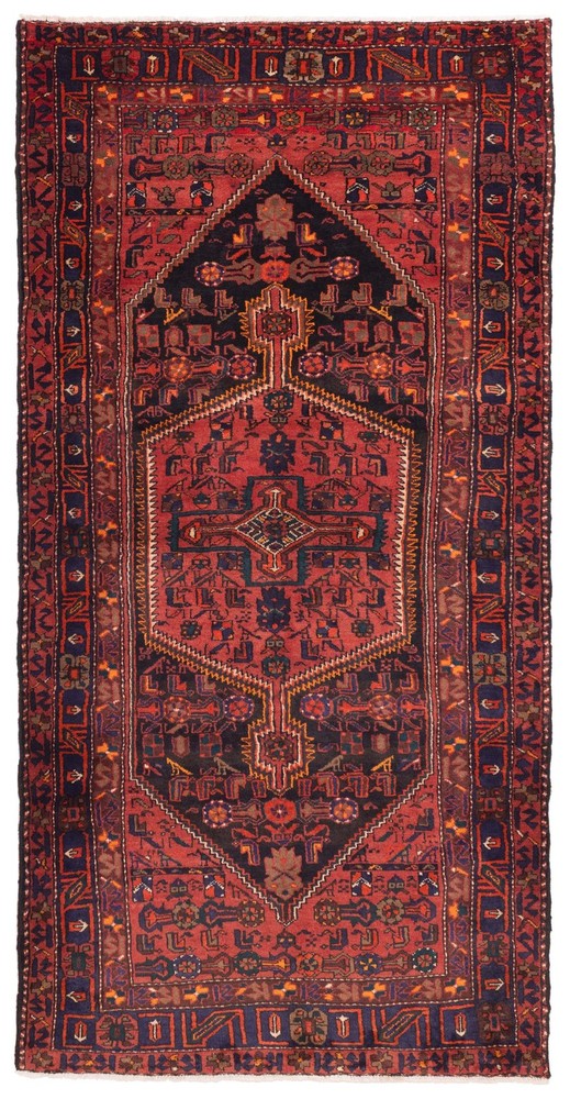 Vintage Hand-Knotted Carpet 4'11" x 9'10" Traditional Oriental Wool Area Rug