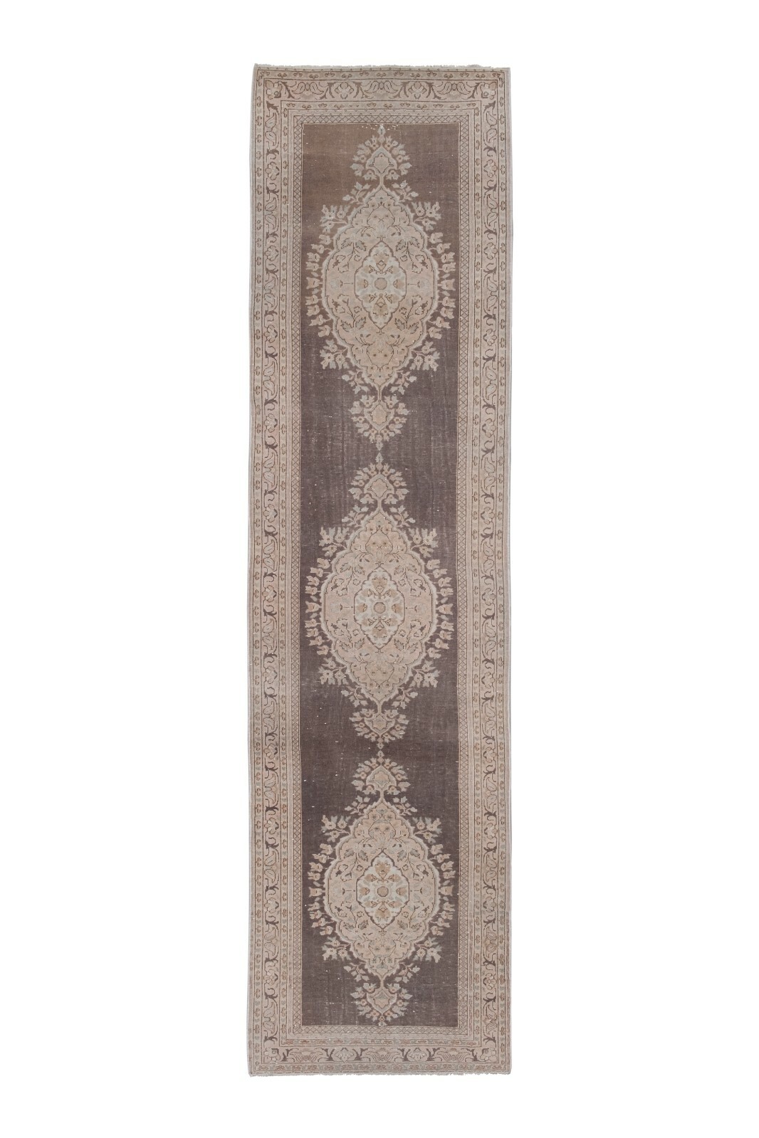 Vintage Wool Muted Turkish Ladik Konya Runner Rug 2'12'' X 11'8'' gallery