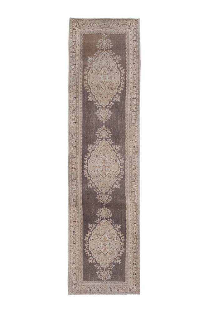 Vintage Wool Muted Turkish Ladik Konya Runner Rug 2'12'' X 11'8''