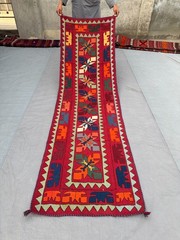 Stunning Vintage Handwoven Suzani Kilim Runner Rug Triba Kitchen hallway Rug