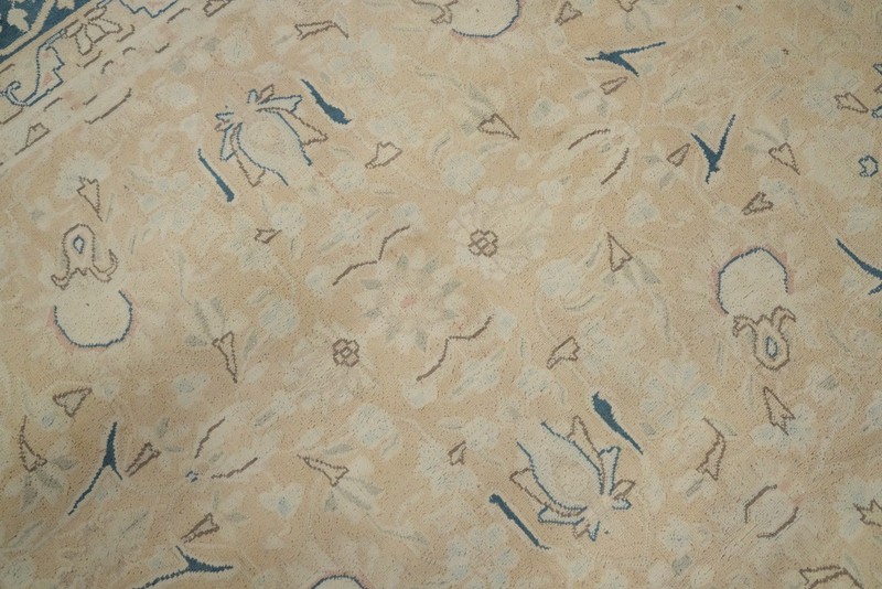 Vegetable Dye Beige/ Blue Handmade Wool Traditional Room Size Area Rug 10x13 gallery