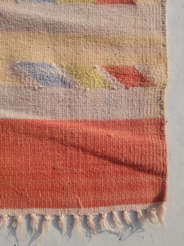 Vintage Handmade Traditional Orange Kilim Floor Rug Carpet 306x57cm gallery