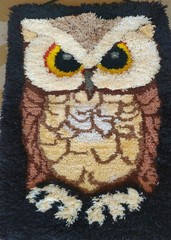 2×3 FT Handmade Rug Owl Wall Hanging .