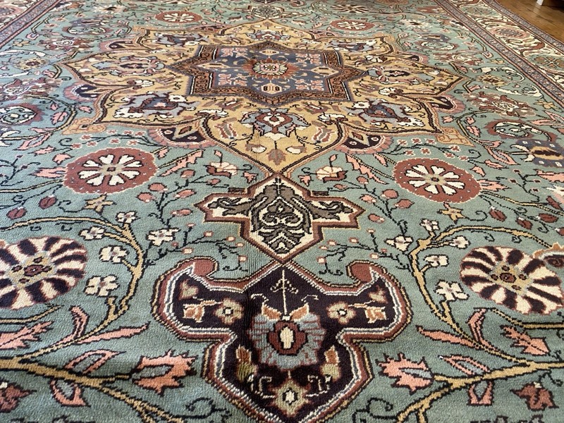 Rare Antique 1930-1940s Wool Pile Natural Dye Kayseri Bunyan Area Rug 6’5”x10’8” gallery
