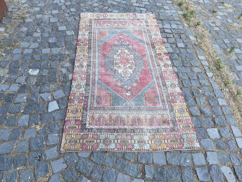 Home Decor Rug, Turkish Vintage Rug, Boho Decor Rug, 3,8 x 7,4 ft gallery