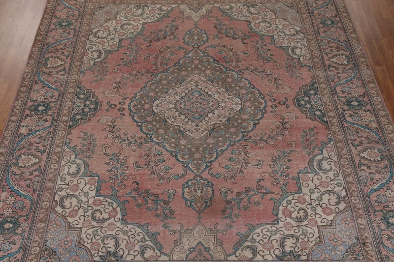 Semi-Antique Floral Traditional Oriental 10x12 Area Rug Evenly Low Pile Handmade gallery