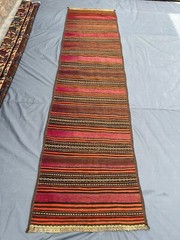 2’8×10’8 Afghan Kilim Runner – 1970s Handwoven Wool Tribal Striped Hallway Rug