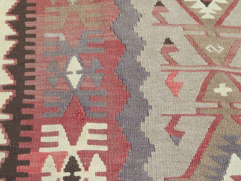 Small Tribal Turkish Vintage Konia Rug, Handwoven Multicolor Wool Kelim 40"x54" gallery