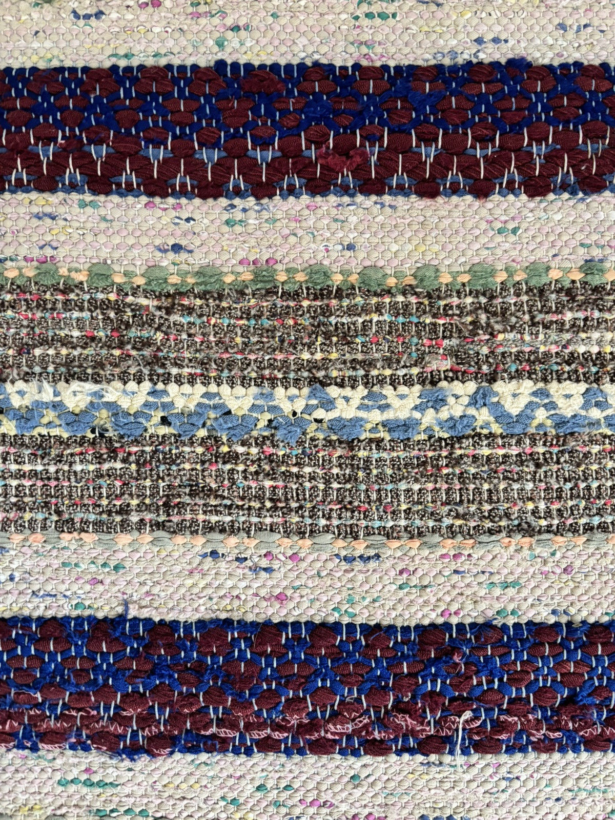 Stripes Swedish Hand Made Rag Rug (32 x 38.5 inches) 1930s gallery