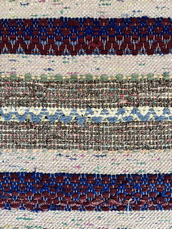 Stripes Swedish Hand Made Rag Rug (32 x 38.5 inches) 1930s gallery