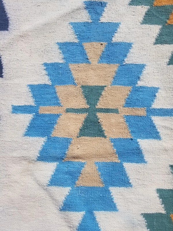 Distressed Vintage Handmade Traditional Geometric Multicolor Kilim Rug 6.8x4.3ft gallery
