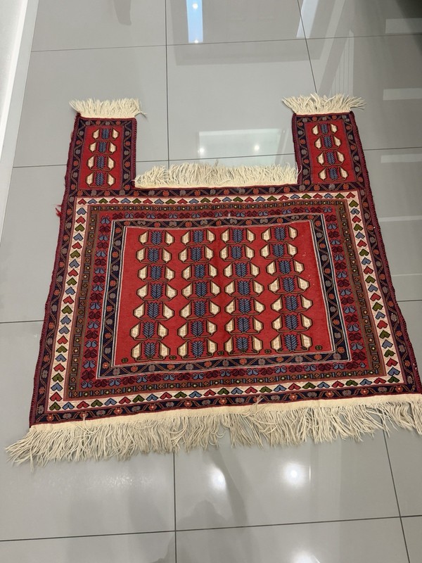 Antique Tribal Turkman Rug Saddle Bag Wool Camel Textile Weaving Blanket 46x45 gallery
