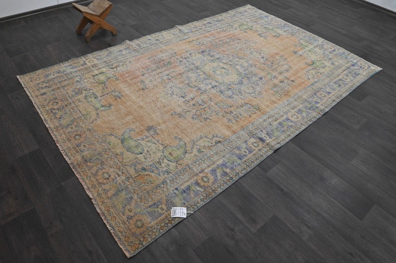 Oushak Turkish Vintage Rug 6x9 Kilim Rug Anatolian Handmade Boho Decor ORANGE gallery
