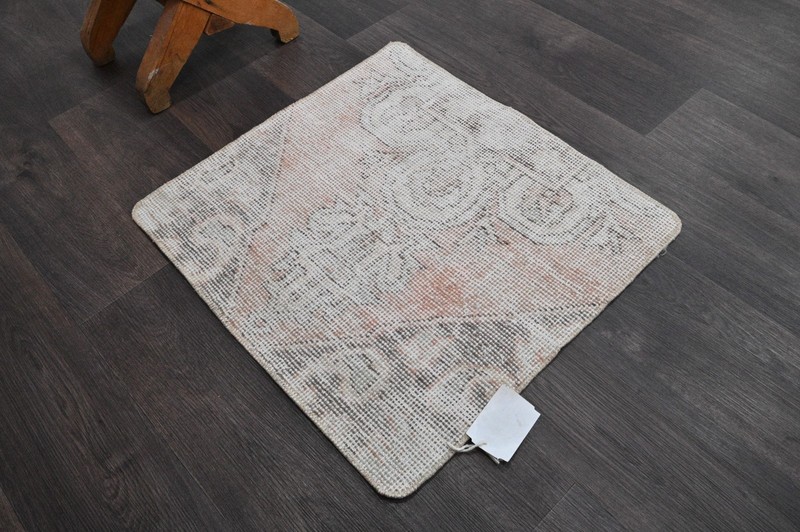 Oushak Turkish Doormat Rug 2x2 Orange Anatolian Handmade Vintage Small Kilim Rug gallery