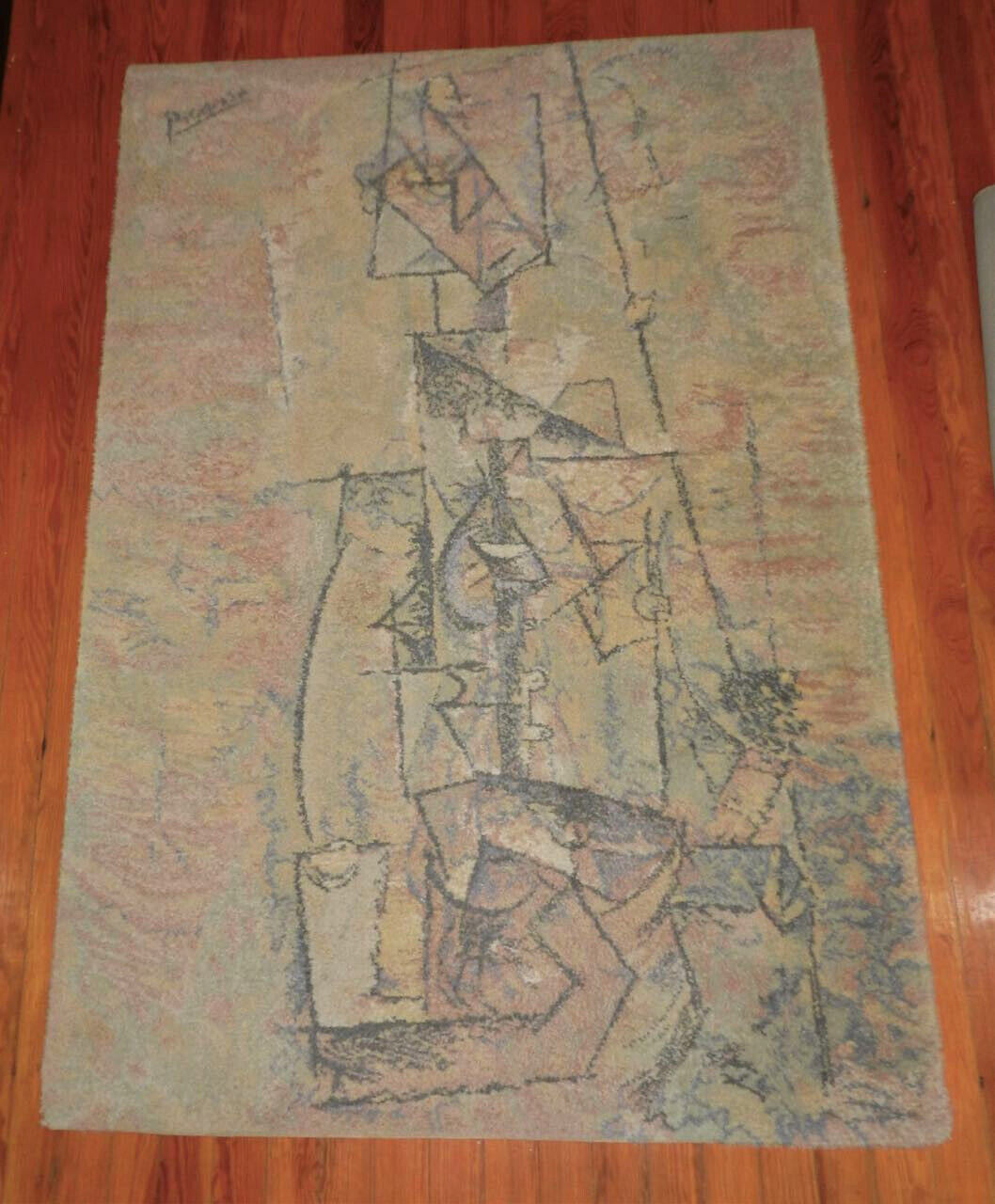 Vintage PICASSO Woman With Guitar Rug Made in Denmark Wool Carpet Limited Ed. gallery