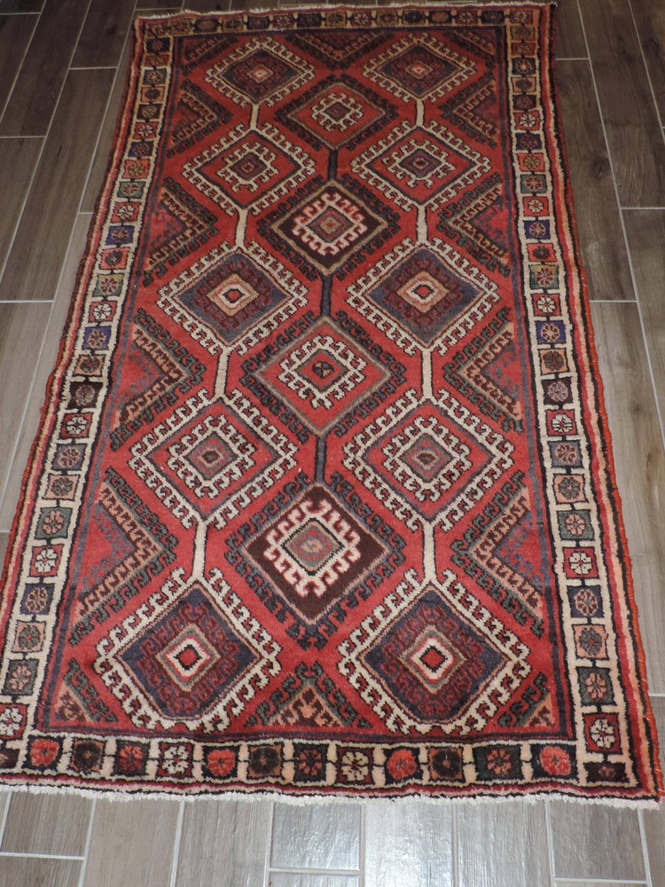 4x8ft. Vintage Handmade Geometric Wool Rug