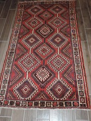 4x8ft. Vintage Handmade Geometric Wool Rug