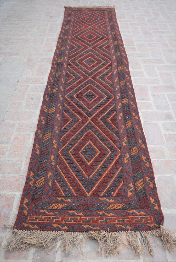 3x12 Hand Knotted Vintage Afghan Moshvani Runner Persian Tribal Wool Hallway Rug