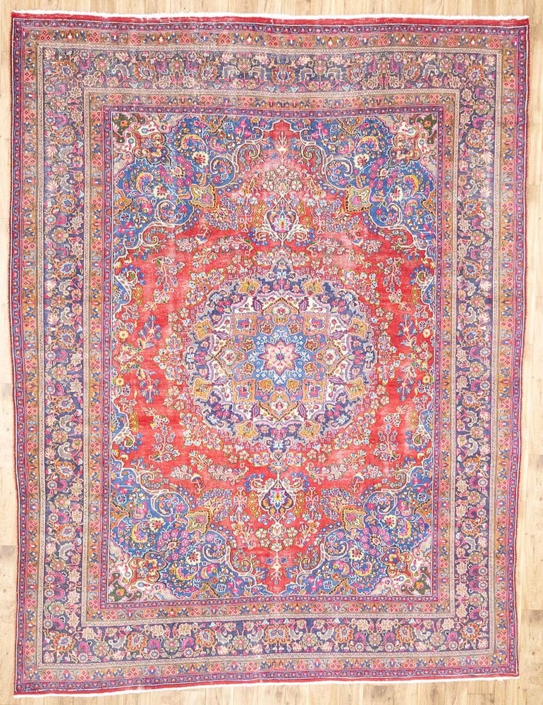 Semi-Antique Distressed Handmade Oriental Rug Living Room Carpet 9'7x12'6 Ft