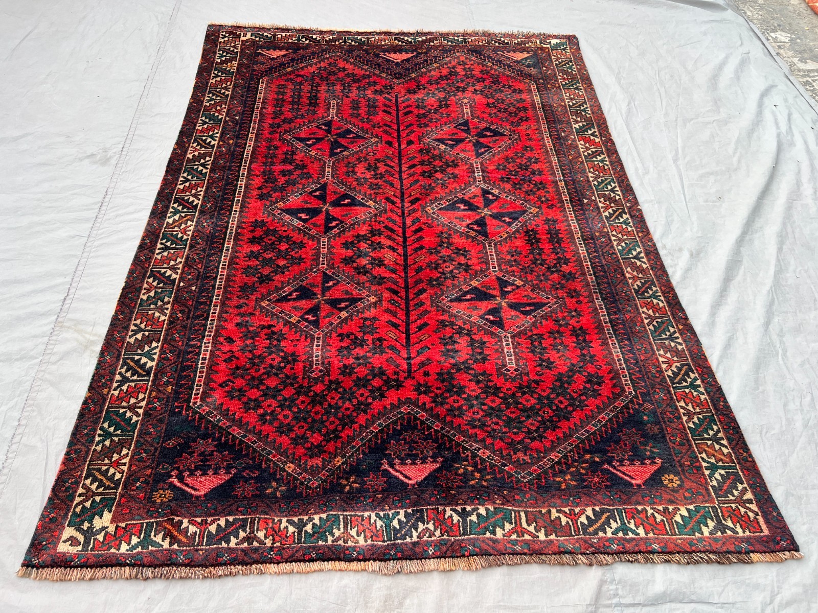 5'9x7'10 Ft Vintage Caucasian Geometric Medallion Hand Knotted Wool Rug gallery