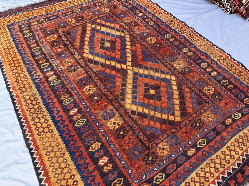Coral Terracotta Faded Kilim Rug 9'8x13'1 Turkish Antique Tribal Boho decor gallery