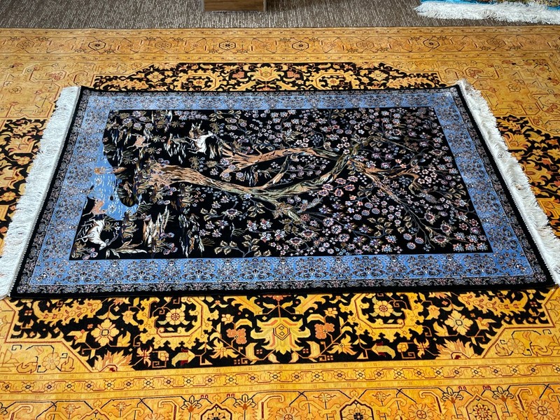 Silk Rug 3 x 5 Feet Animals Floral Pattern Tree Of Life Design Premium Quality gallery
