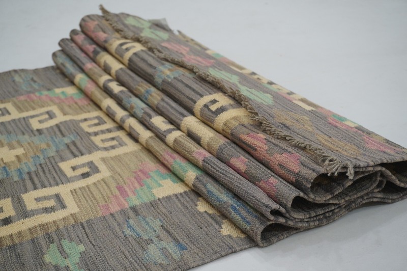 3 x 16 ft Gray Afghan Hand Woven Wool Reversible Tribal Runner Rug 2'10x16'4" gallery