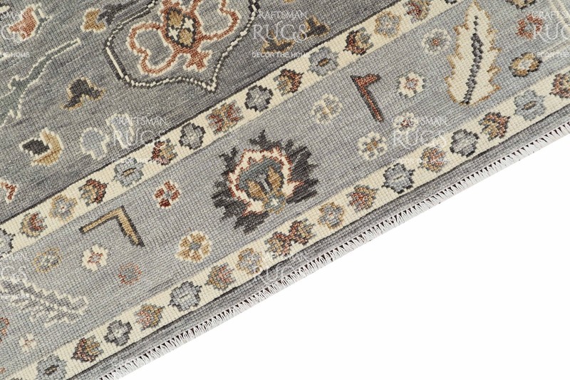 Handwoven Gray Geometric Floral Area Rug – Artisan Style, 8x10 ft gallery