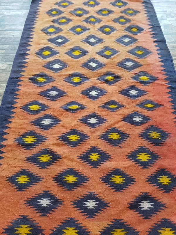 Vintage Handmade Turkish Geometric Wool Kilim Rug 166x99 cm gallery