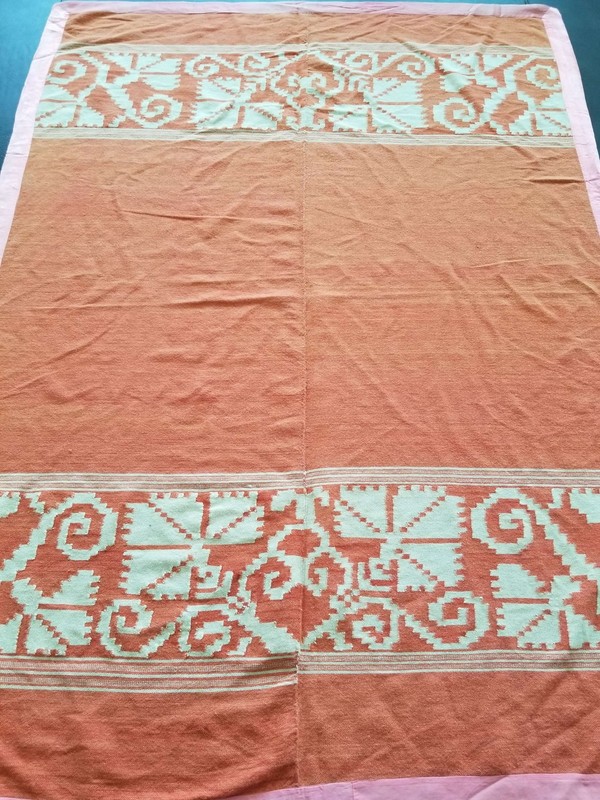 Fine Vintage Traditional Hand Made Oriental Wool Pink Orange Kilim 212x156cm gallery
